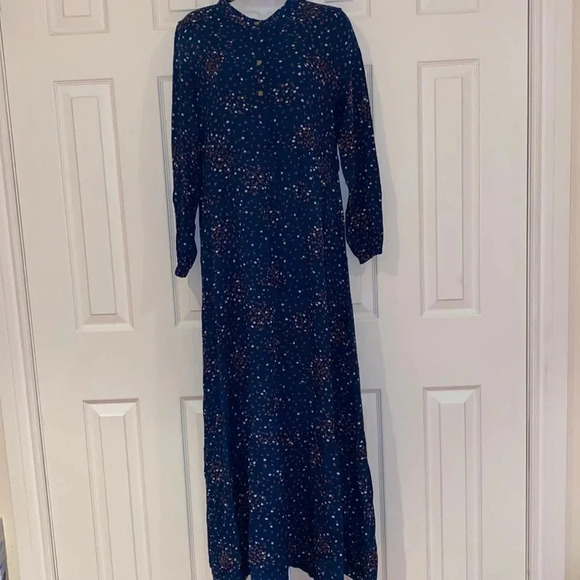 Vintage 1980’s style  long sleeve floral print belted maxi dress Sz L - Picture 5 of 15